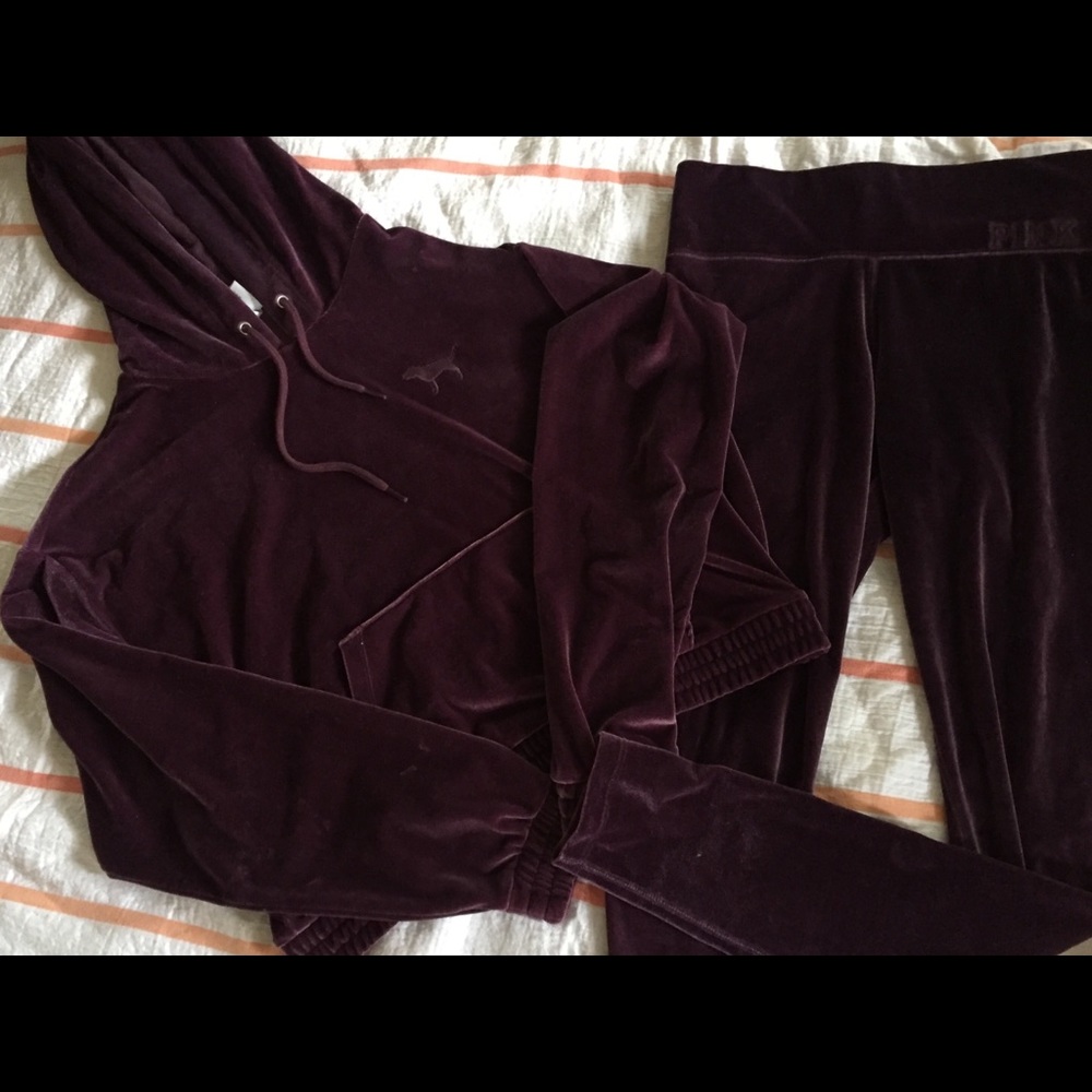 PINK velour cropped hoodie & leggings